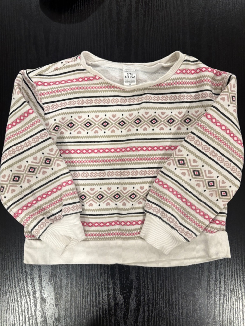 Carter's Cream, Pink & Olive Patterned Girls Sweater